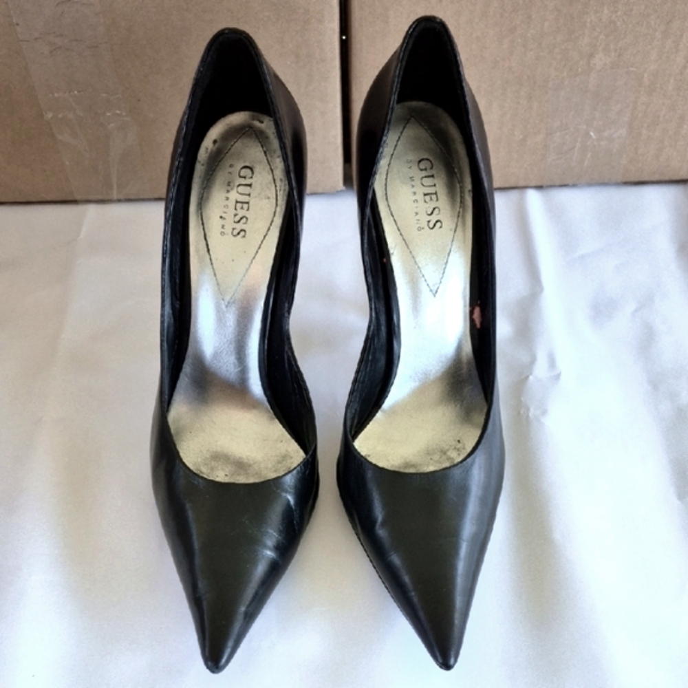Guess Carrie Black Leather Stiletto Heels Sz. 10